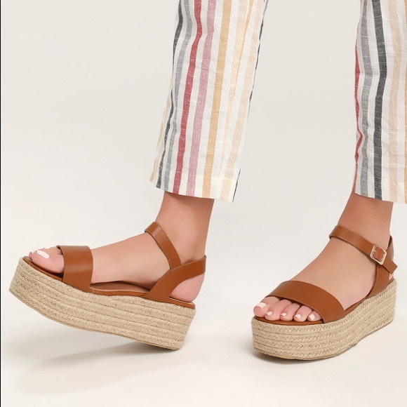 Lulus Shoes - NIB Lulus tan vegan leather platform espadrilles